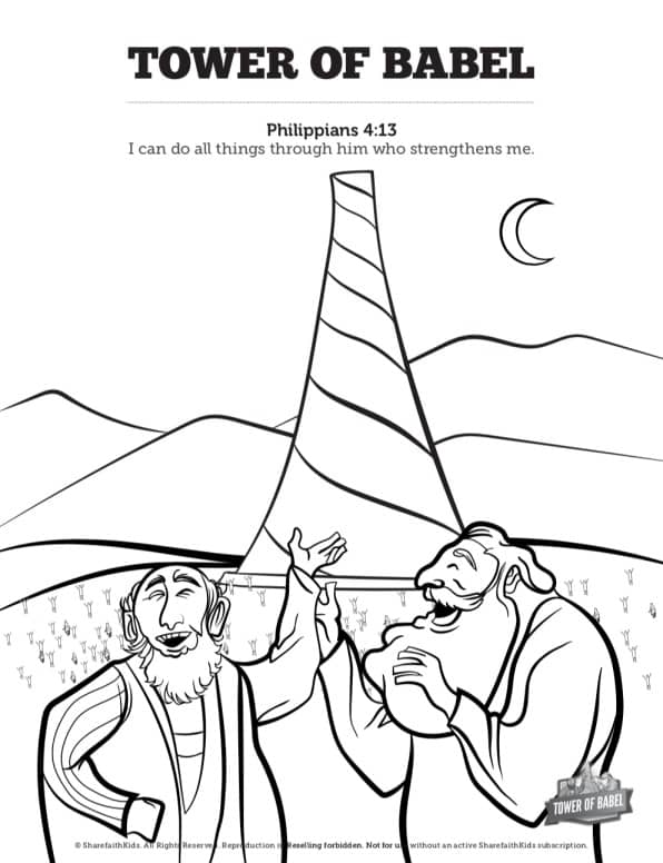 Tower of babel bible story for kids sunday school coloring pages â