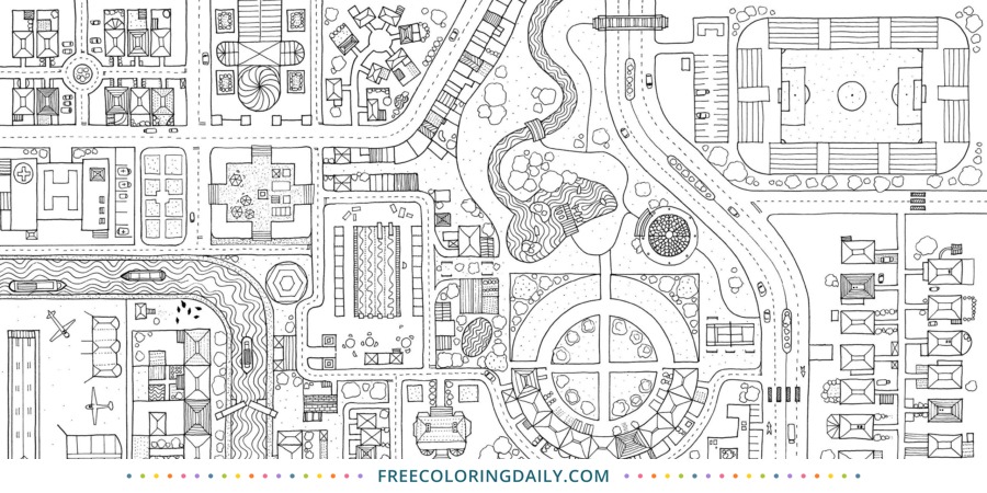 Free city map coloring page free coloring daily