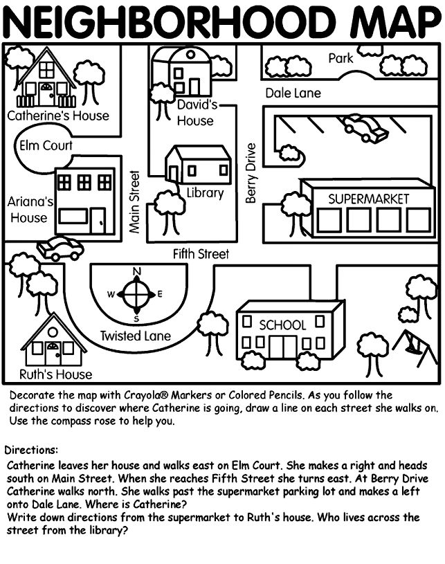 Neighborhood map on crayola social studies maps kindergarten social studies teaching maps