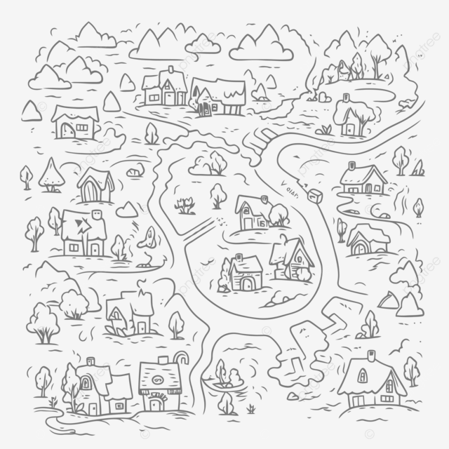 Coloring page village map vector ring drawing color drawing village drawing png and vector with transparent background for free download