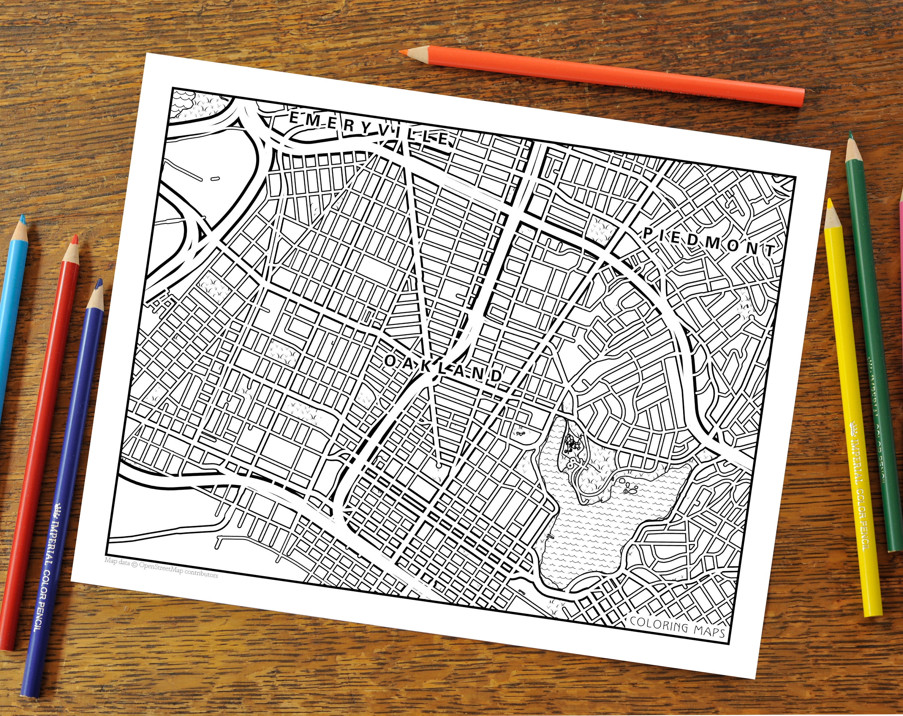 Pack bay area map coloring pages for adults street map city maps print digital download