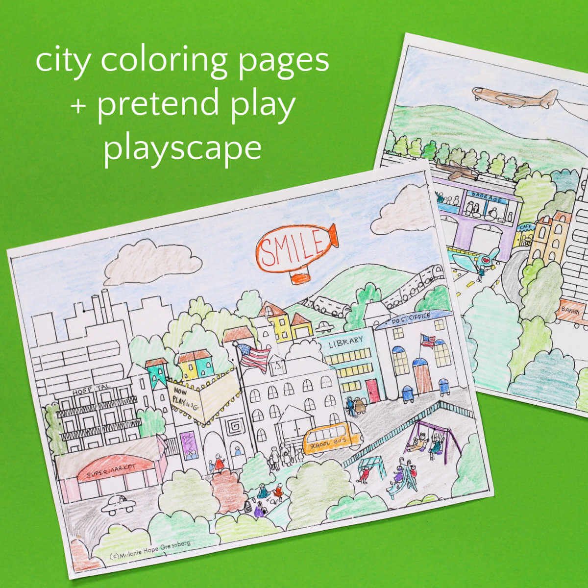 Adorable city coloring pages for pretend playscape