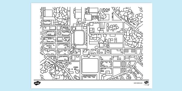 Town map ks colouring sheets resources