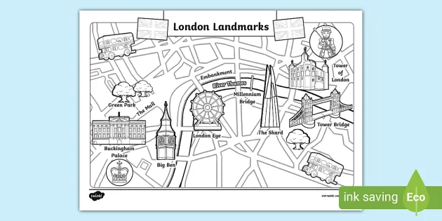 Town map ks colouring sheets resources