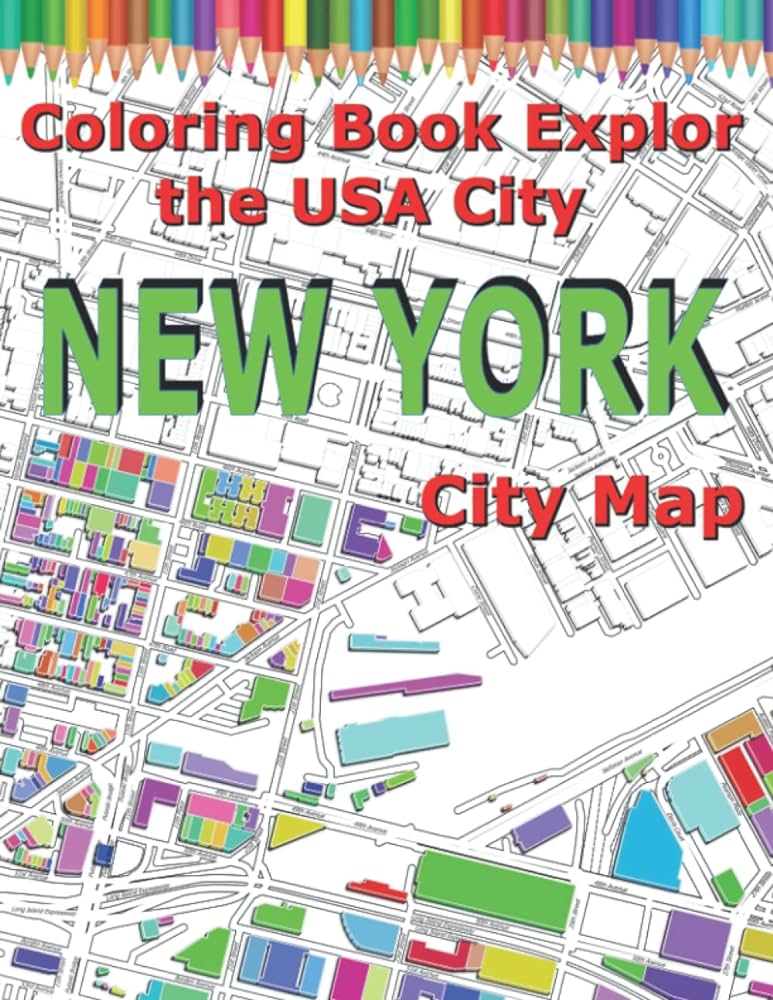 Coloring book explor the usa city geography for adults city maps new york relax and encourage creativity baciu mm books