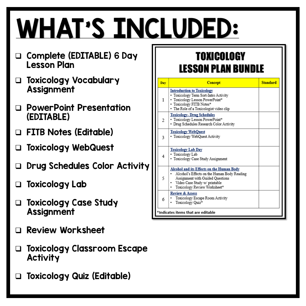 Toxicology lesson plan bundle forensics â the trendy science teacher