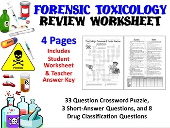 Forensic science toxicology review worksheet tpt