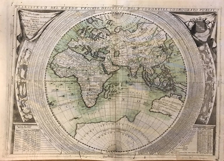 Planisfero del mondo vecchio c coronelli map of the eastern hemisphere vincenzo coronelli