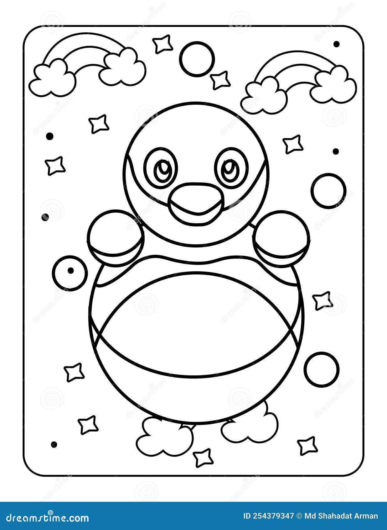 Toy doodle coloring page toy coloring book for kids easy coloring page for kids kids coloring page design doll coloring page stock vector