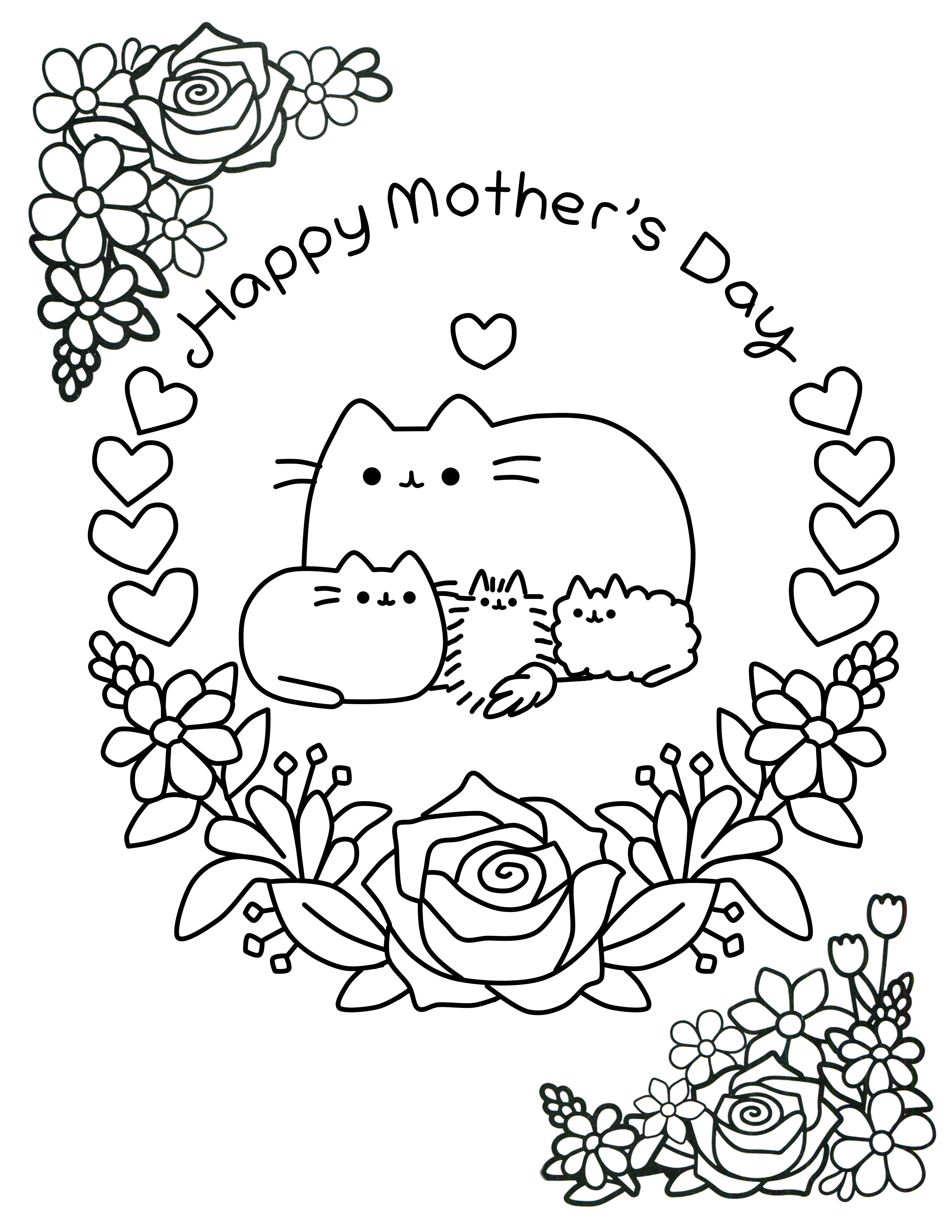 Pusheen happy mothers day coloring page by tsukihenshin on