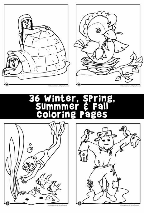 Winter spring summer and fall coloring pages woo jr kids activities childrens publishing