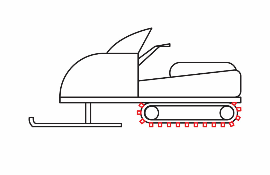 How to draw a snowmobile a step