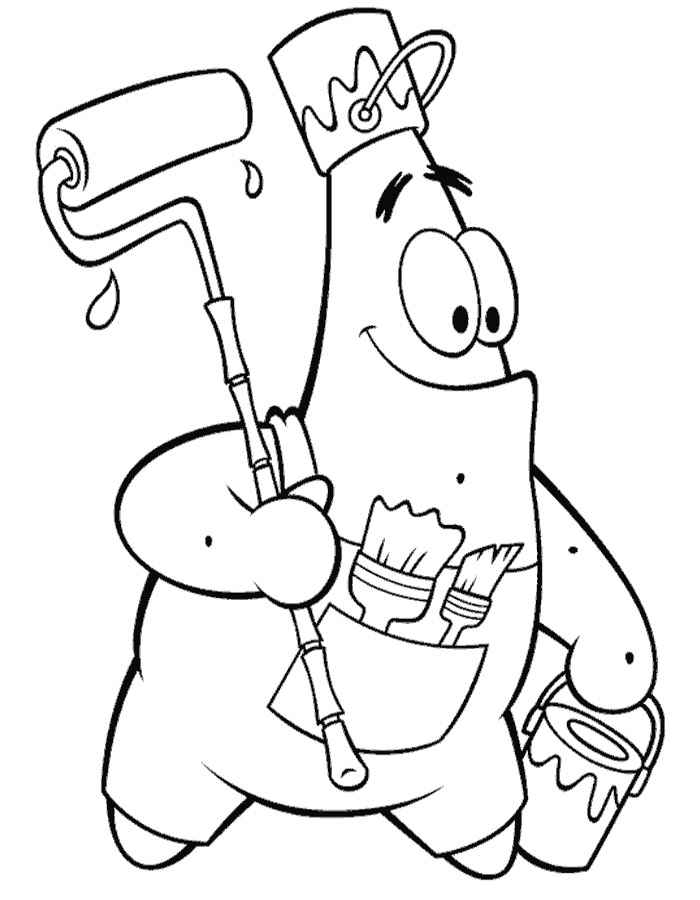 Patrick from sponge bob with equipment coloring page