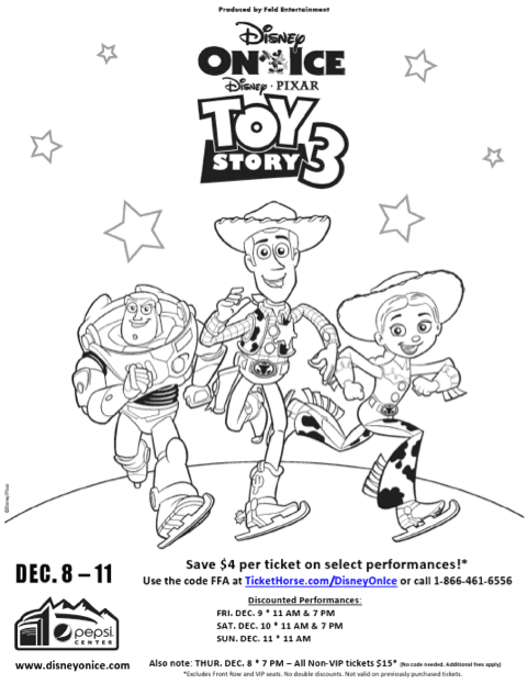 Disney on ice presents toy story coloring page