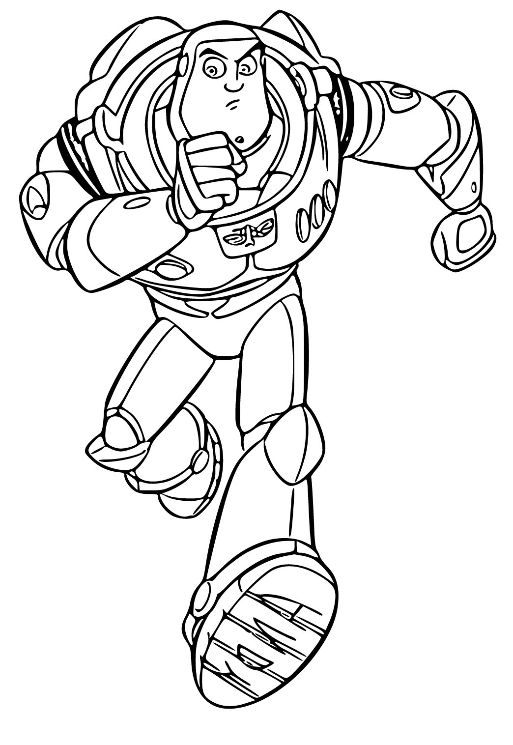 Free printable buzz lightyear run coloring page for adults and kids