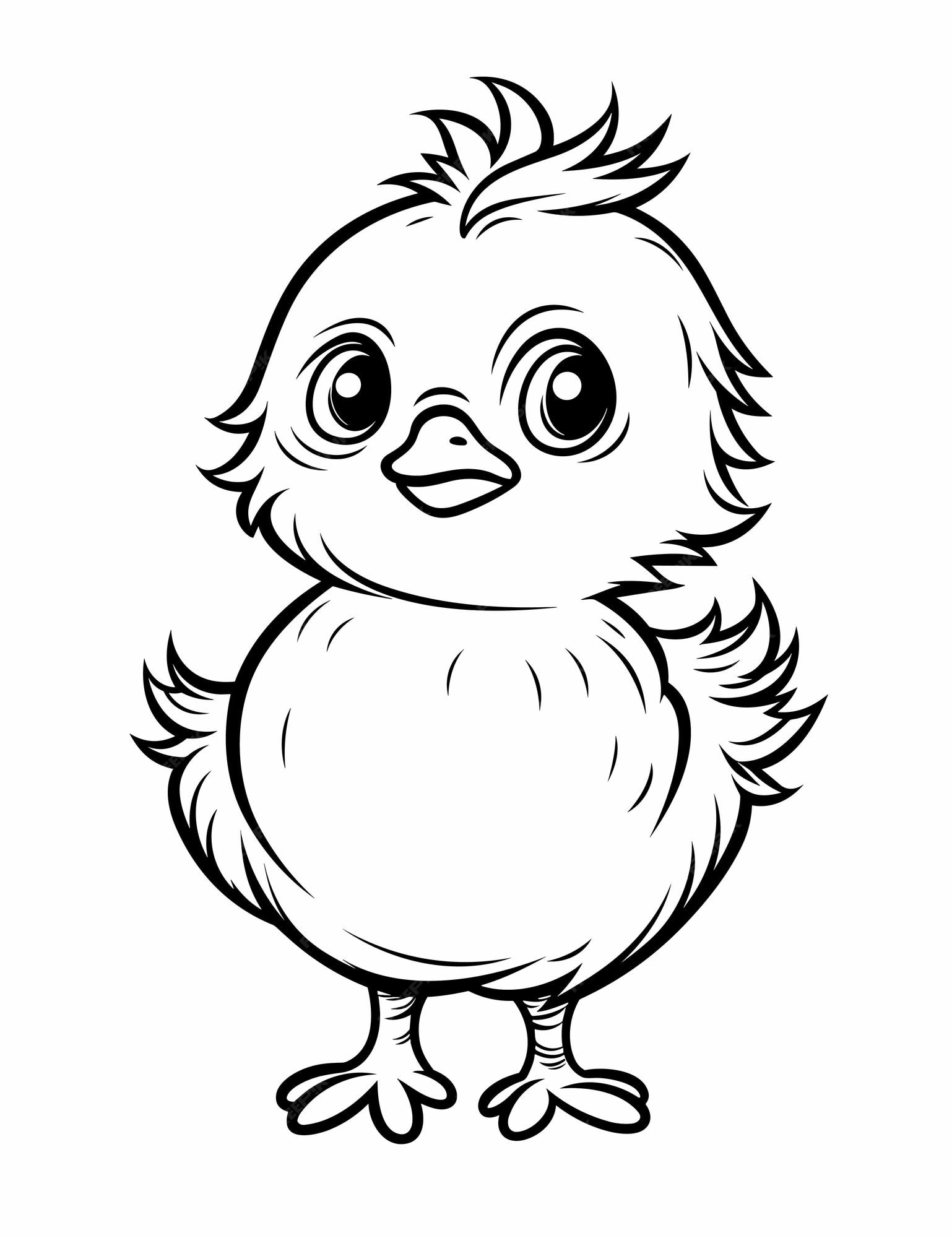 Premium vector hand drawn animal outline illustration cute baby chicken coloring pages for children