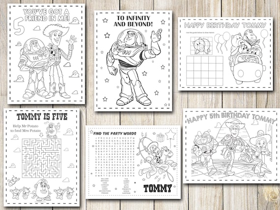 Toy story coloring pages party favors toy story birthday party favor toy story coloring book toy story activities stay at home