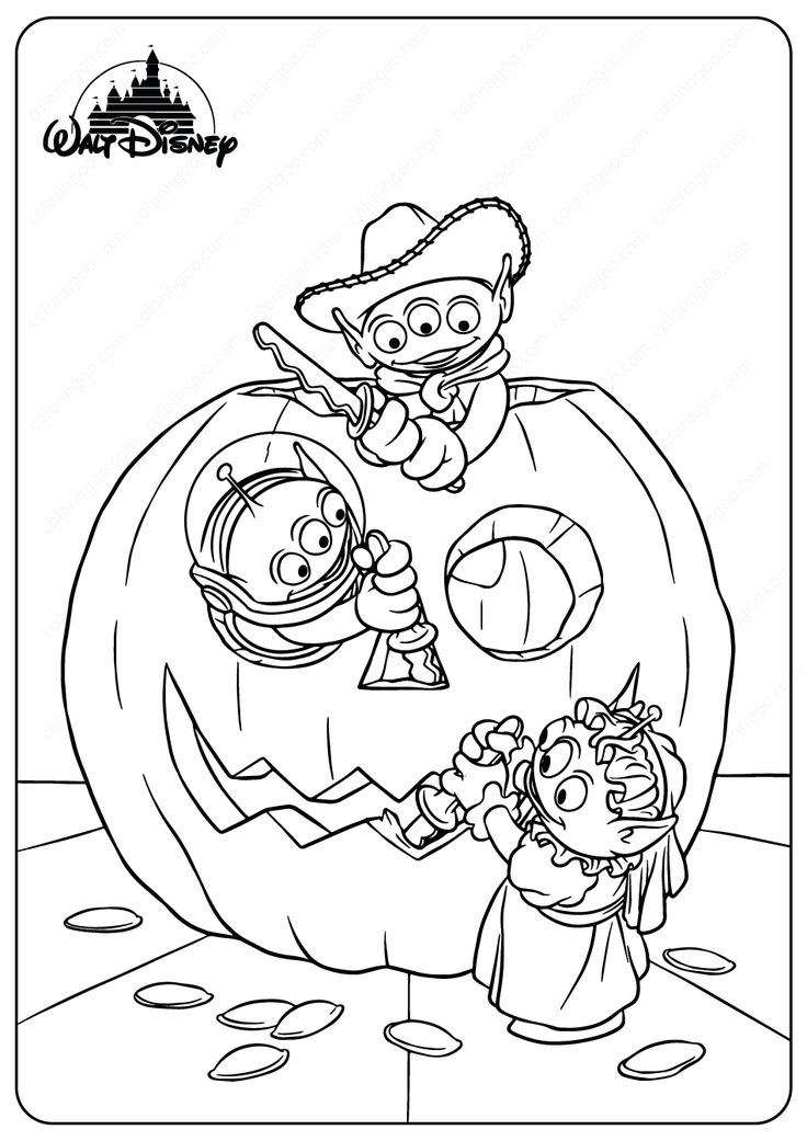 Fun and spooky aliens halloween coloring pages