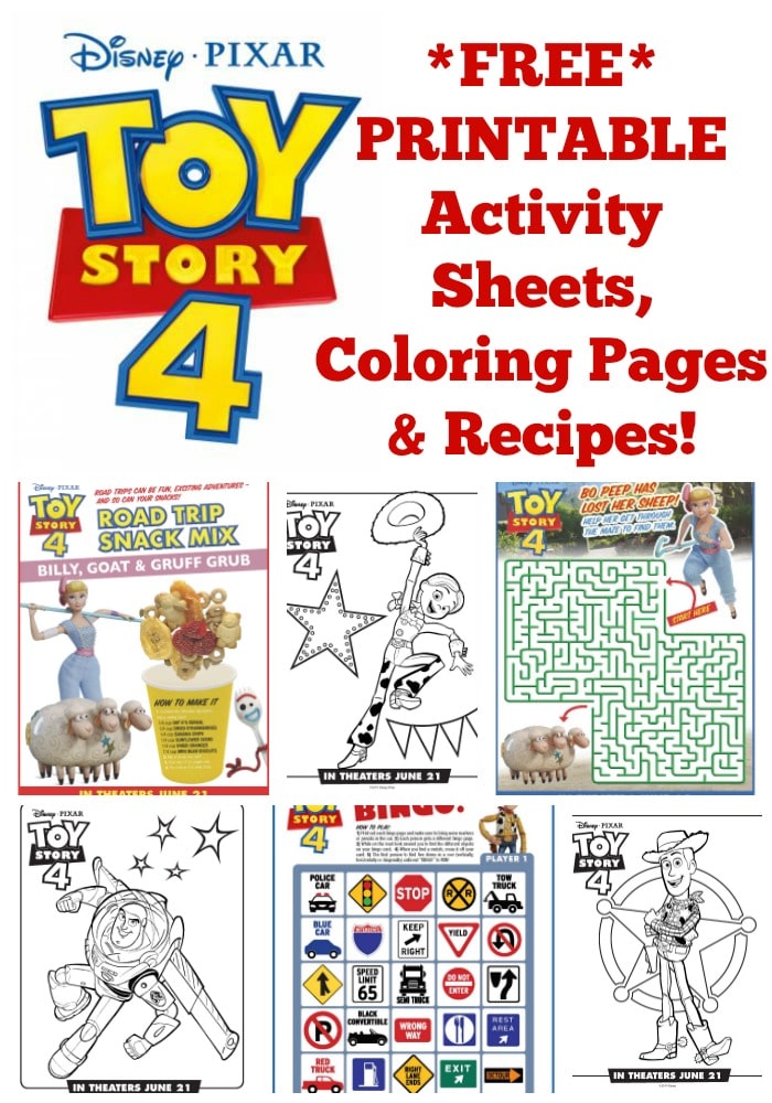 Free printable toy story coloring pages activity sheets recipes