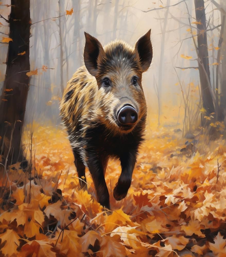 Zxxh painting by numbers kitscute animal wild boar forest landscapediy hand painted home der loring by numbers for wall art picturexcm toys games