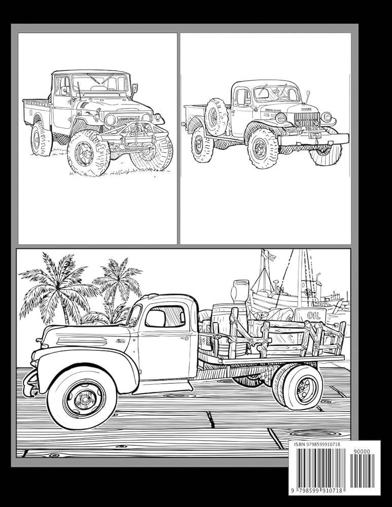 Bad ass old trucks adult coloring book incredible detailed coloring pages of x trucks pickups and work trucks jumbo sized ray big books