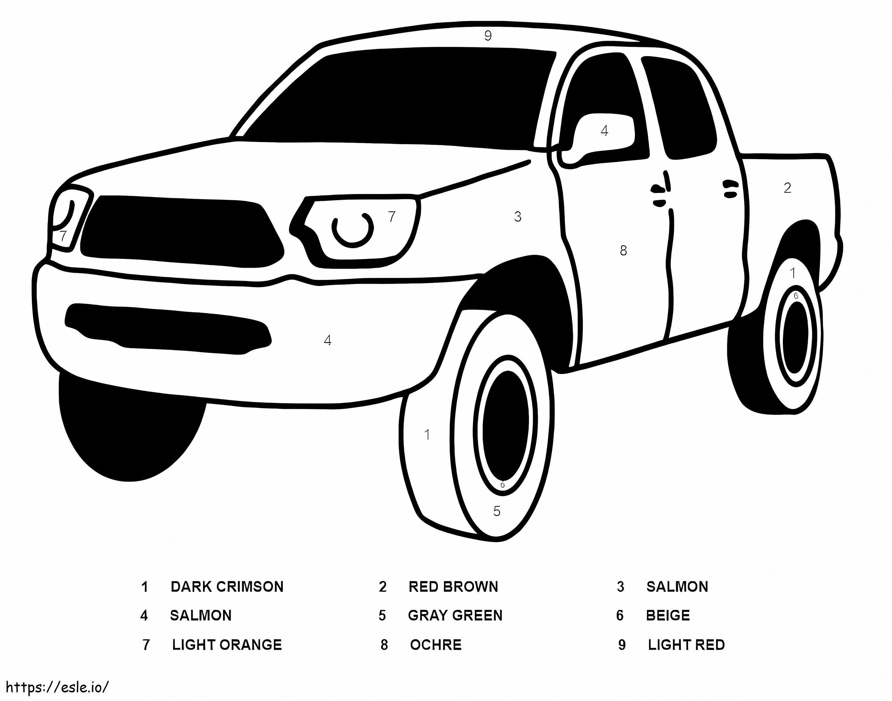 Toyota pickup truck color by number coloring page