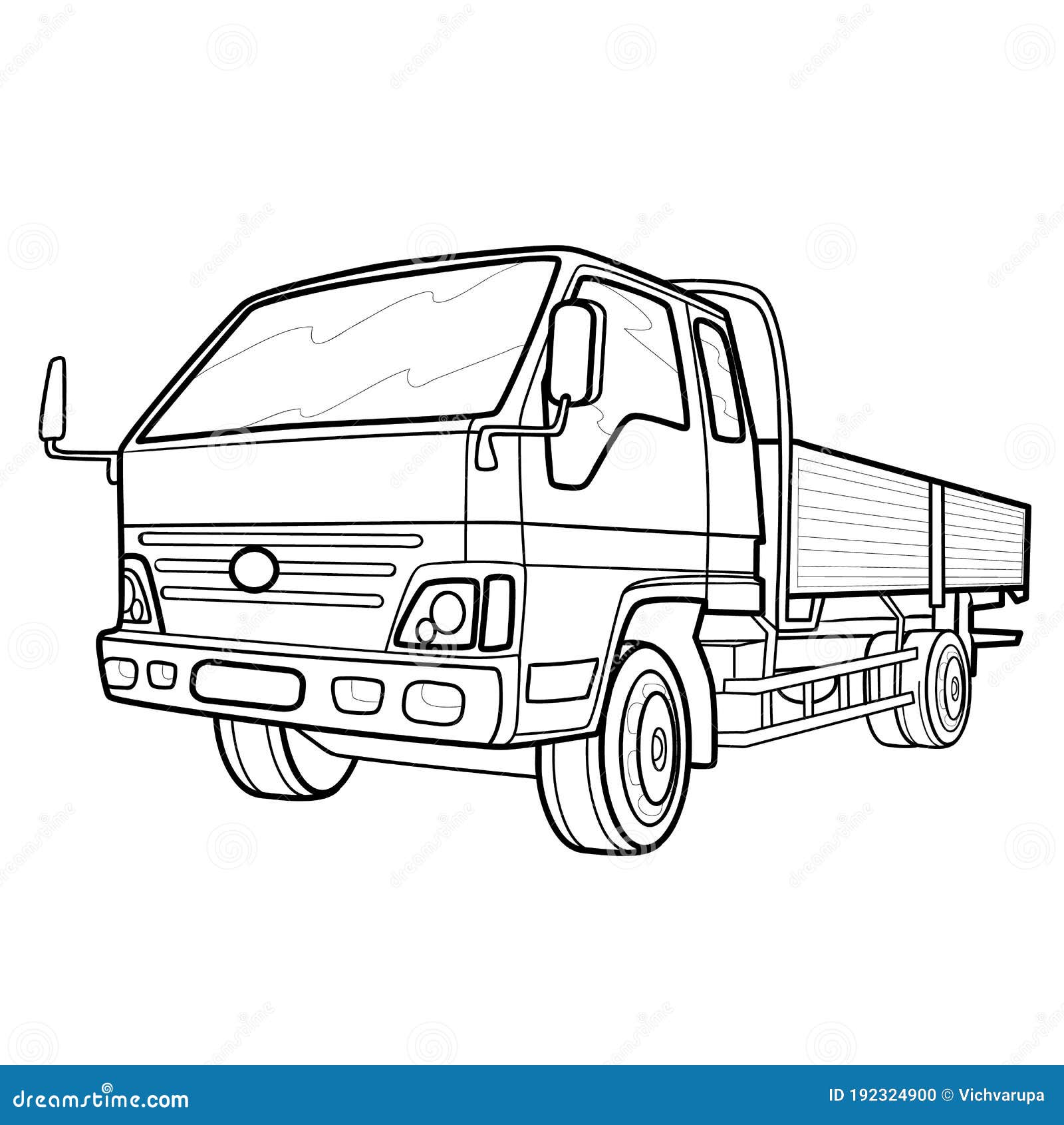 Sketch of a truck coloring book isolated object on white background vector illustration stock vector