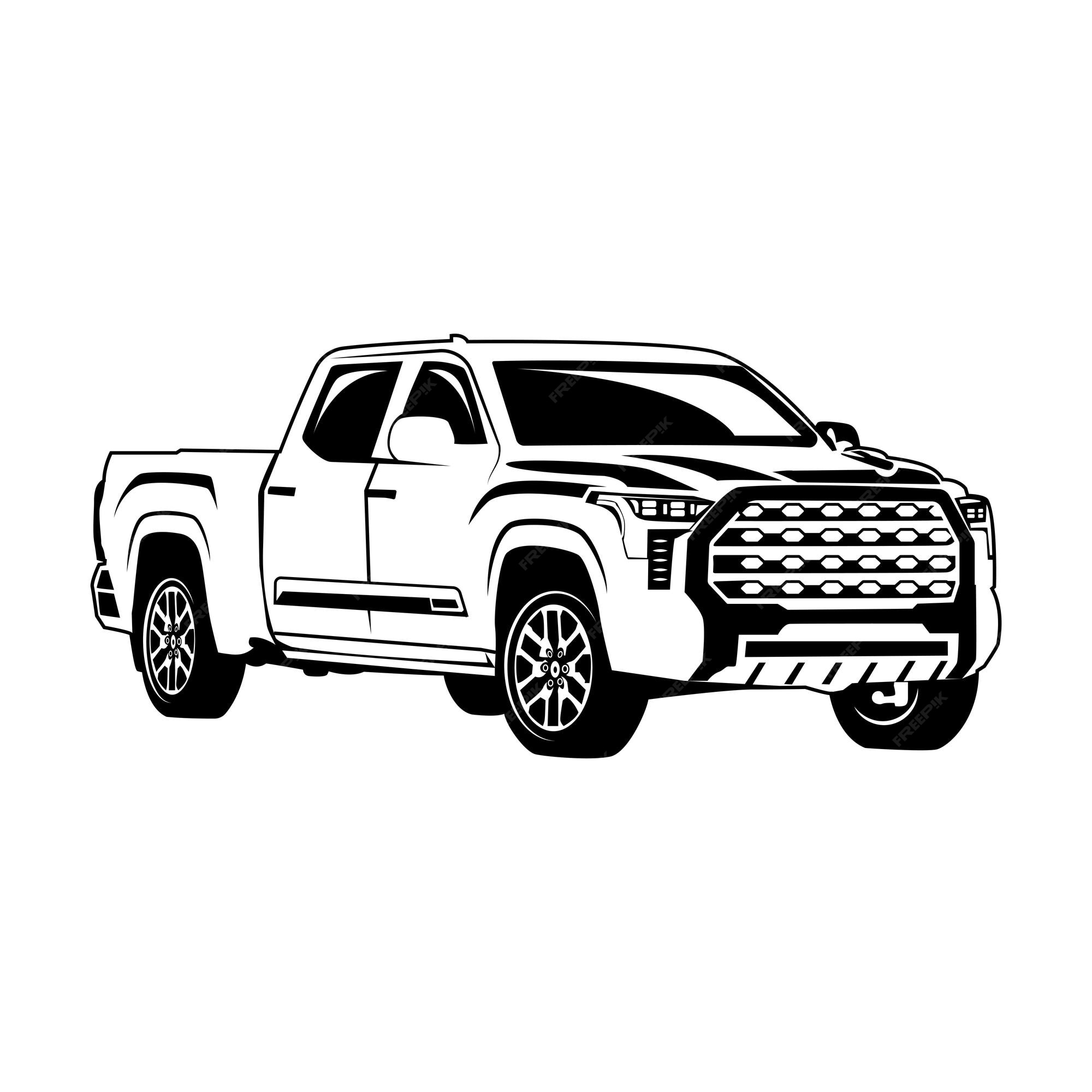 Ilustraãão em vetor toyota tundra silhoette vetor premium