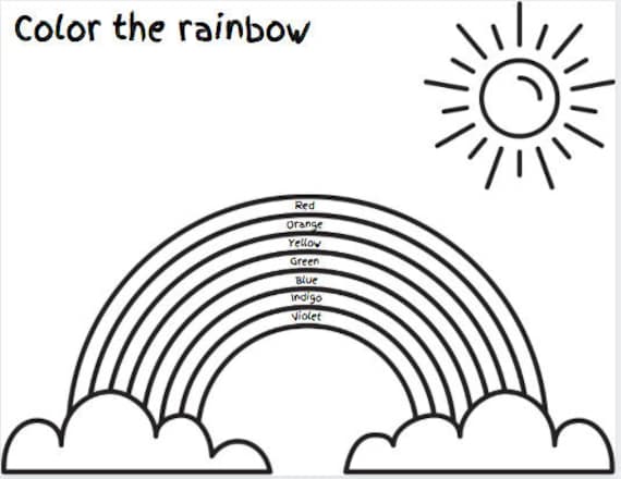 Rainbow coloring page educational worksheet rainbow coloring worksheet homeschool coloring page rainbow colors