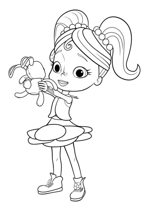 Anna with her favorite toy coloring page