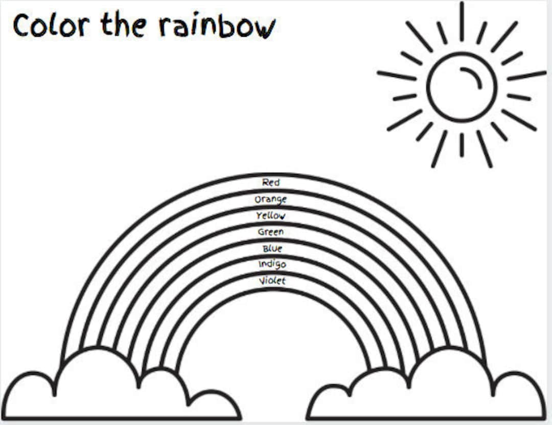 Rainbow coloring page educational worksheet rainbow coloring worksheet homeschool coloring page rainbow colors