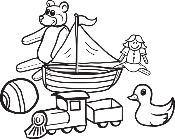 Printable christmas toys coloring page for kids â