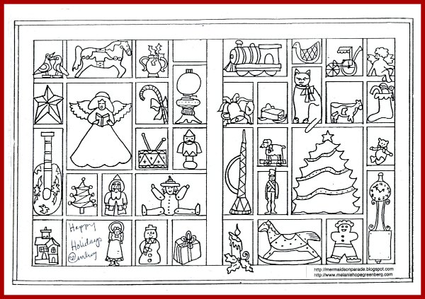 Christmas tree and toys coloring page plus activity