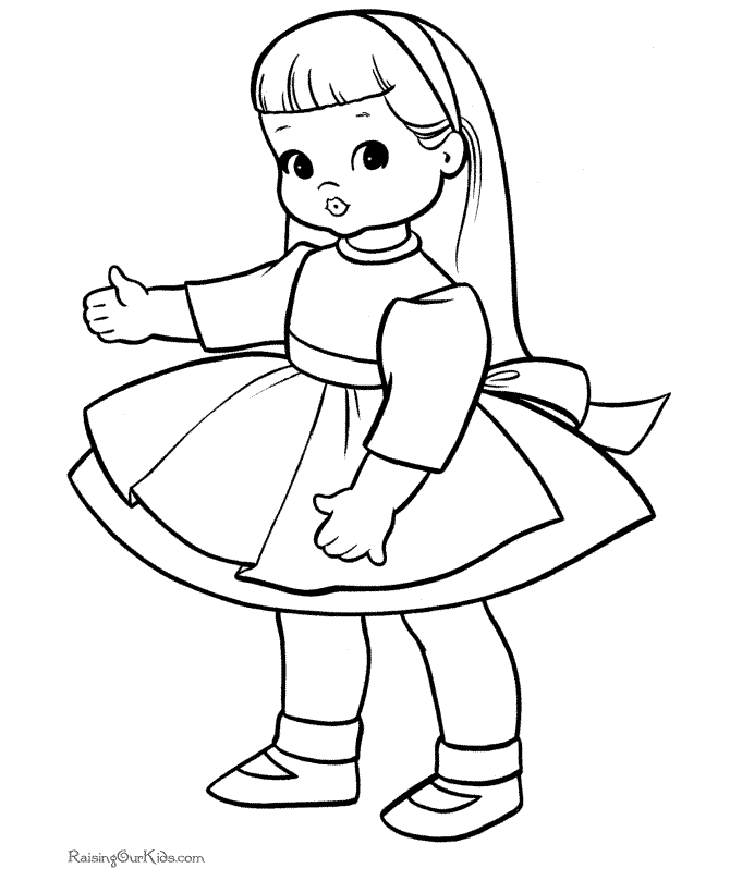 Christmas doll coloring page for girl