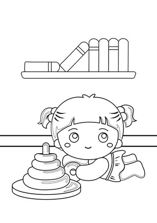 Baby and toys coloring pages a for kids and adult