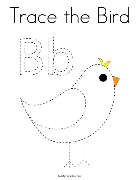 Trace the bird coloring page