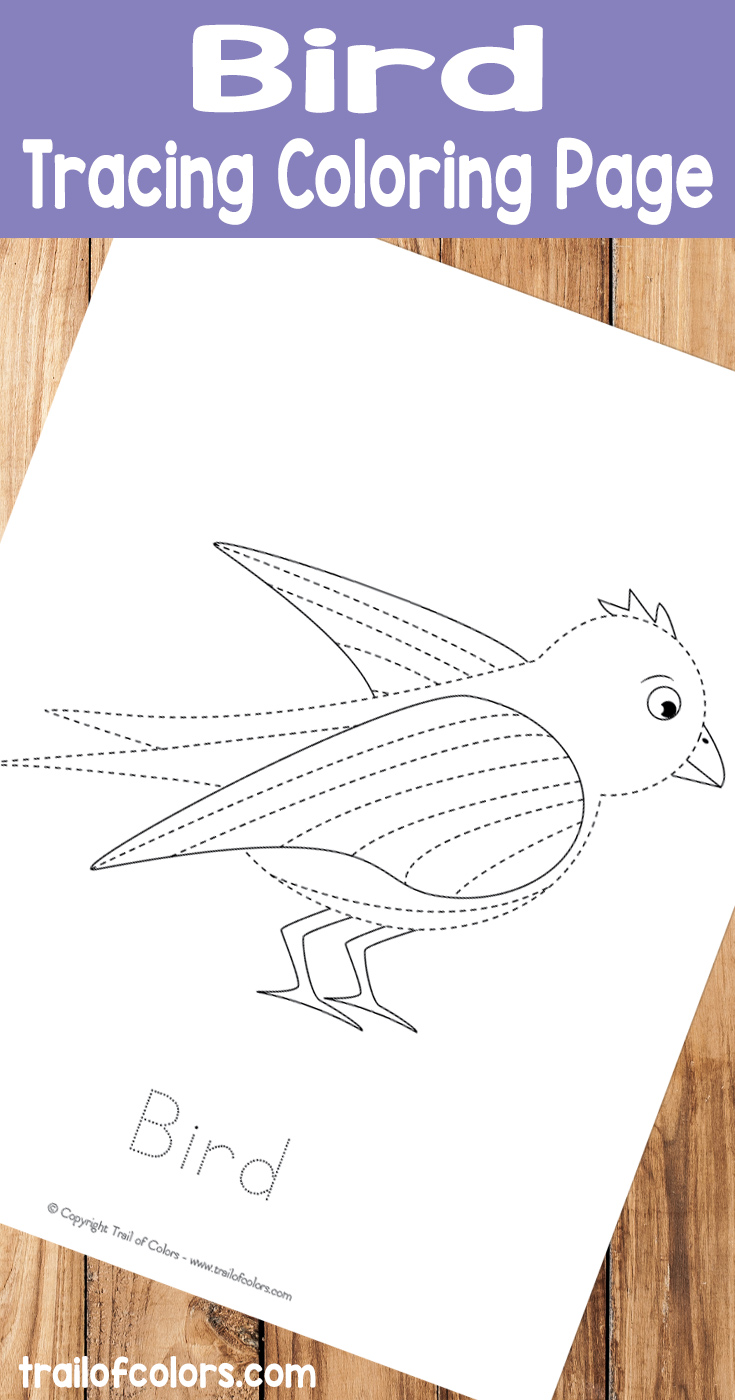 Printable bird tracing coloring page