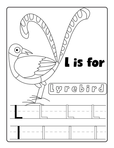 Premium vector alphabetical birds coloring and letter tracing pages with name