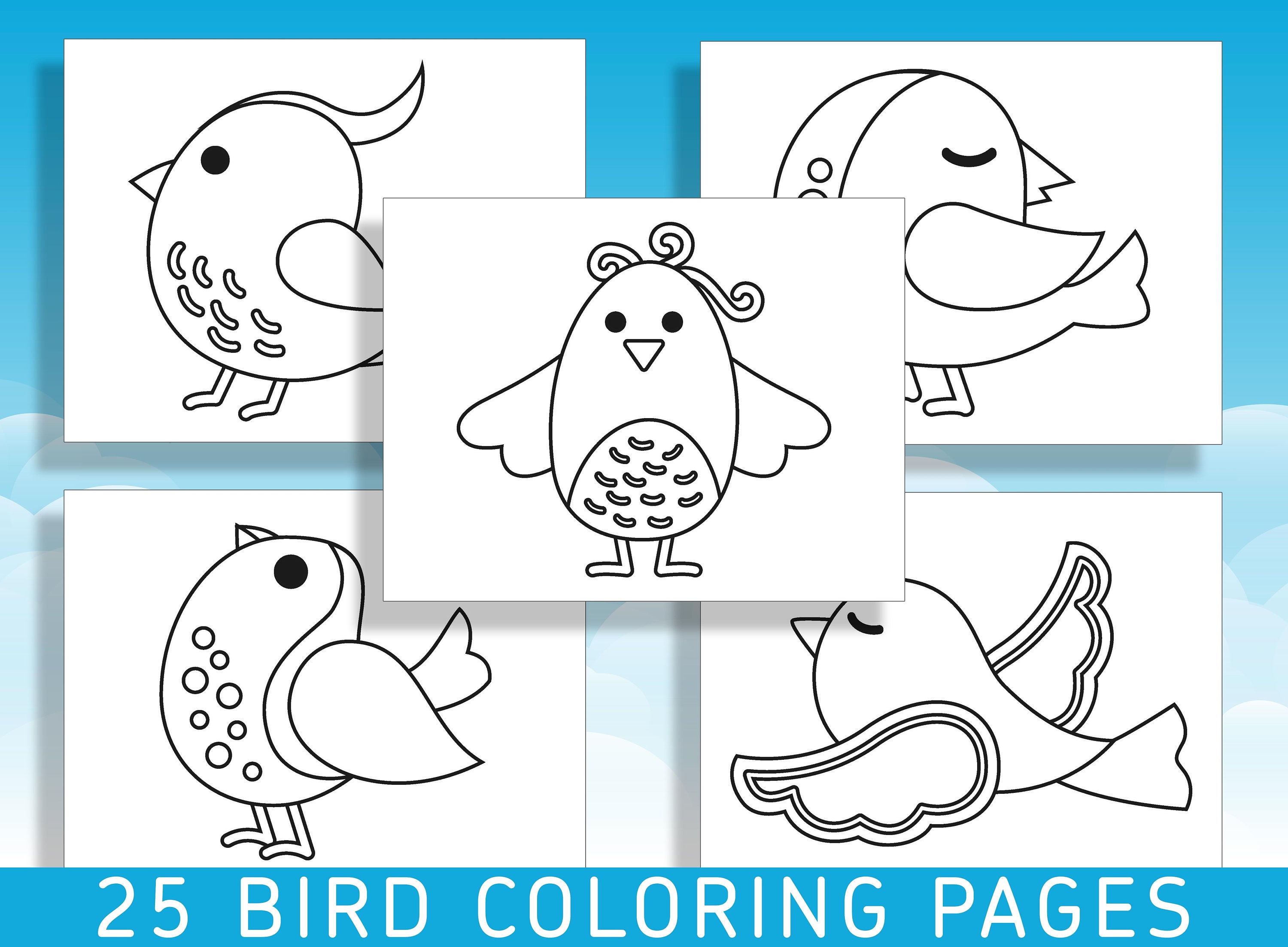 Fun and easy bird coloring pages for kindergarten and preschool delightful designs to spark creativity pdf file instant download