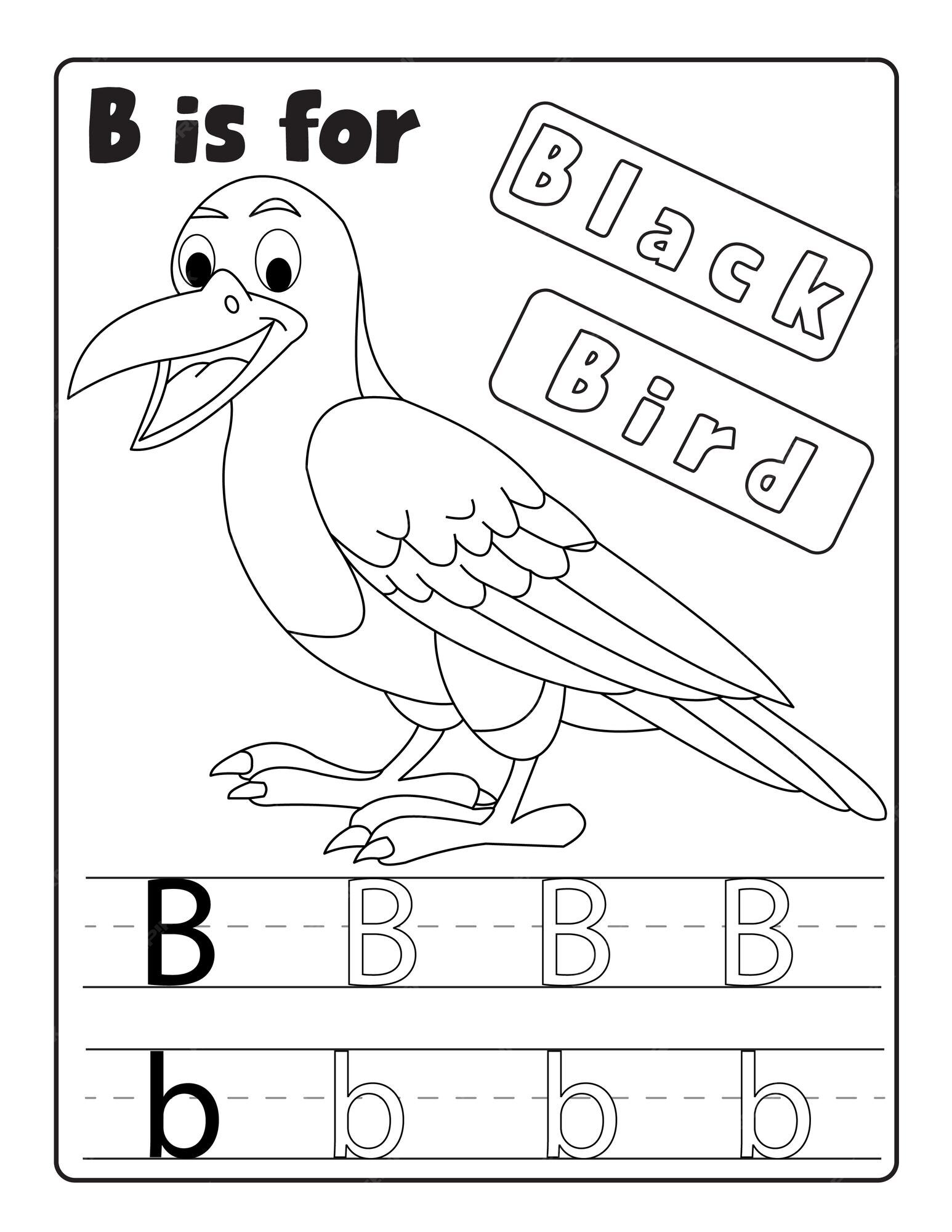 Premium vector alphabetical bird coloring and alphabet tracing pages