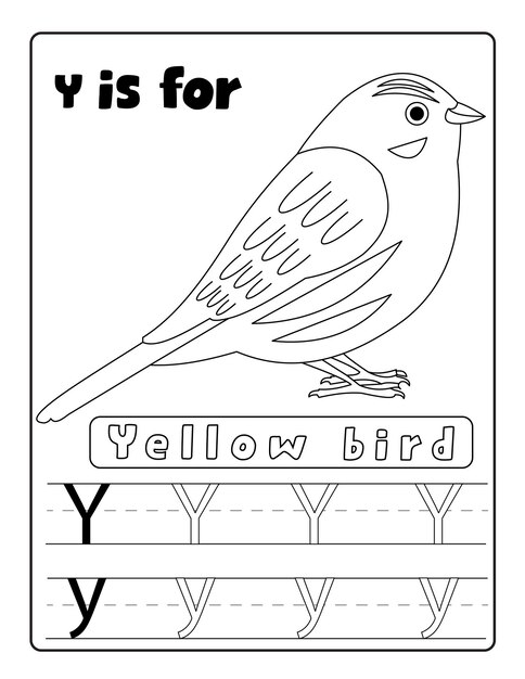 Premium vector alphabetical birds coloring and letter tracing pages with name