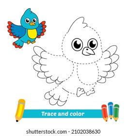 Trace color kids bird vector stock vector royalty free