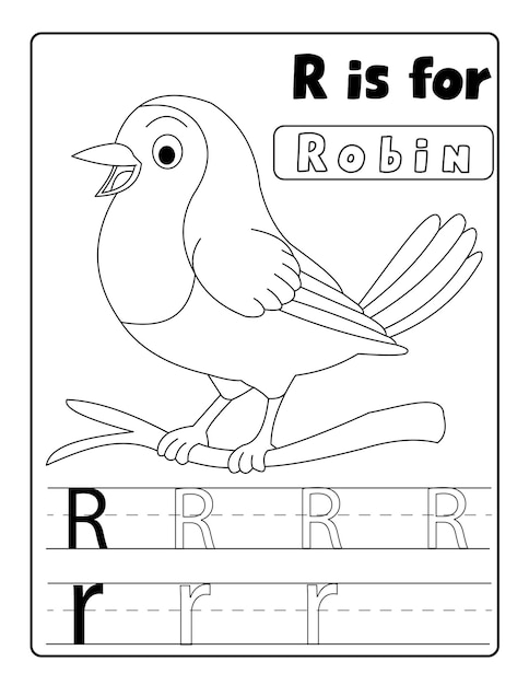 Premium vector alphabetical birds coloring and letter tracing pages with name