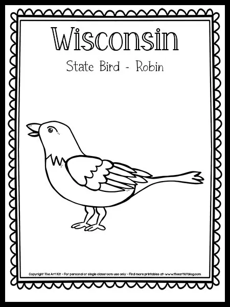 Wisconsin state bird coloring page robin free printable â the art kit