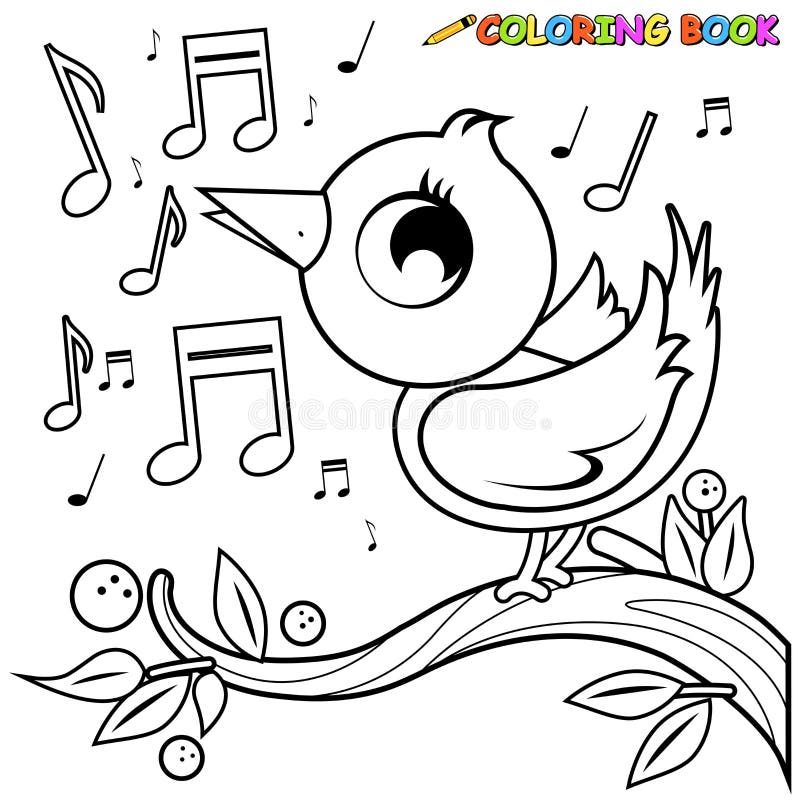 Singing bird coloring page stock illustrations â singing bird coloring page stock illustrations vectors clipart