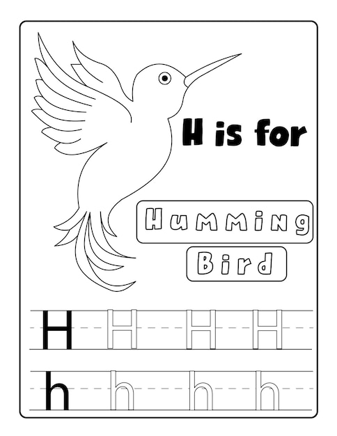 Premium vector alphabetical birds coloring and letter tracing pages with name