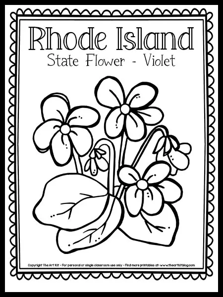 Free printable rhode island state flower coloring page violet â the art kit