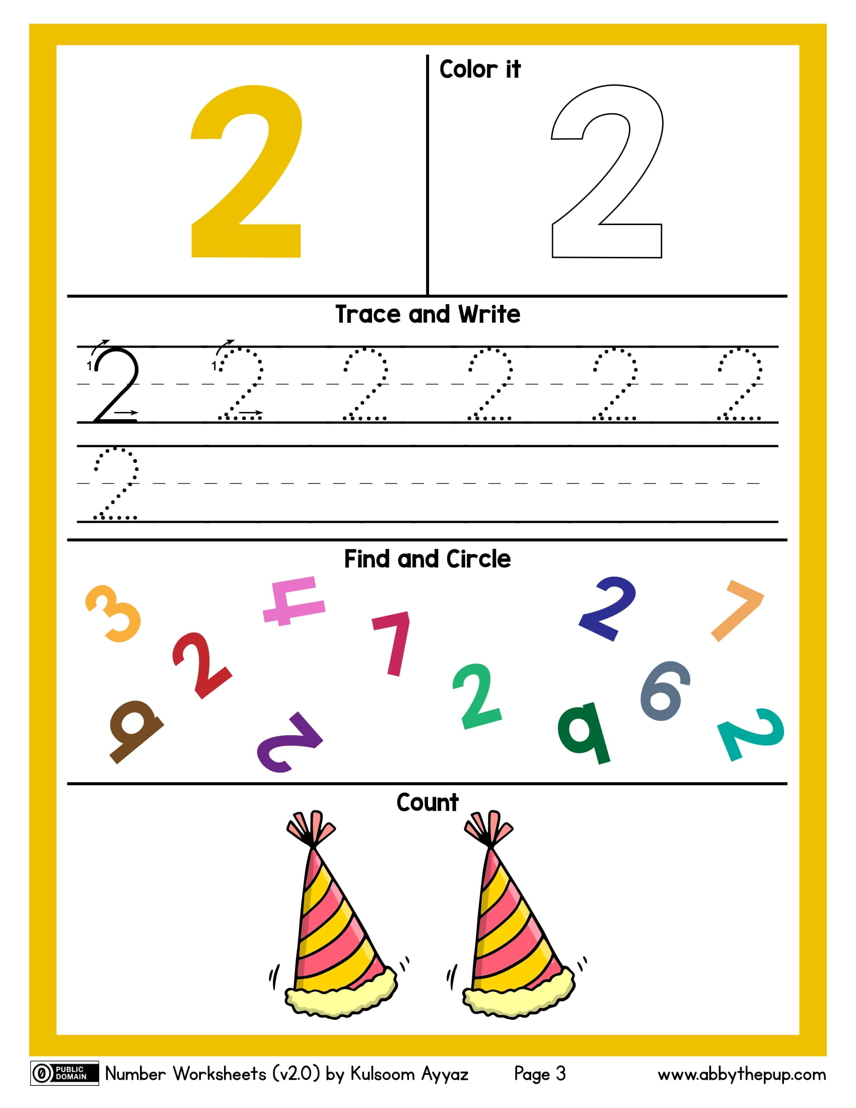 Number color trace write find and count worksheet free printable puzzle games