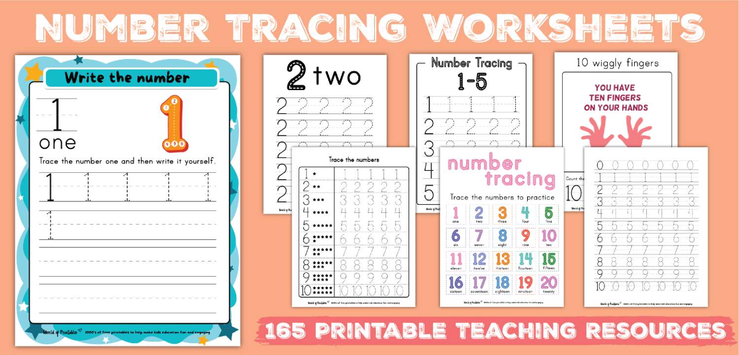 Number tracing free printable worksheets