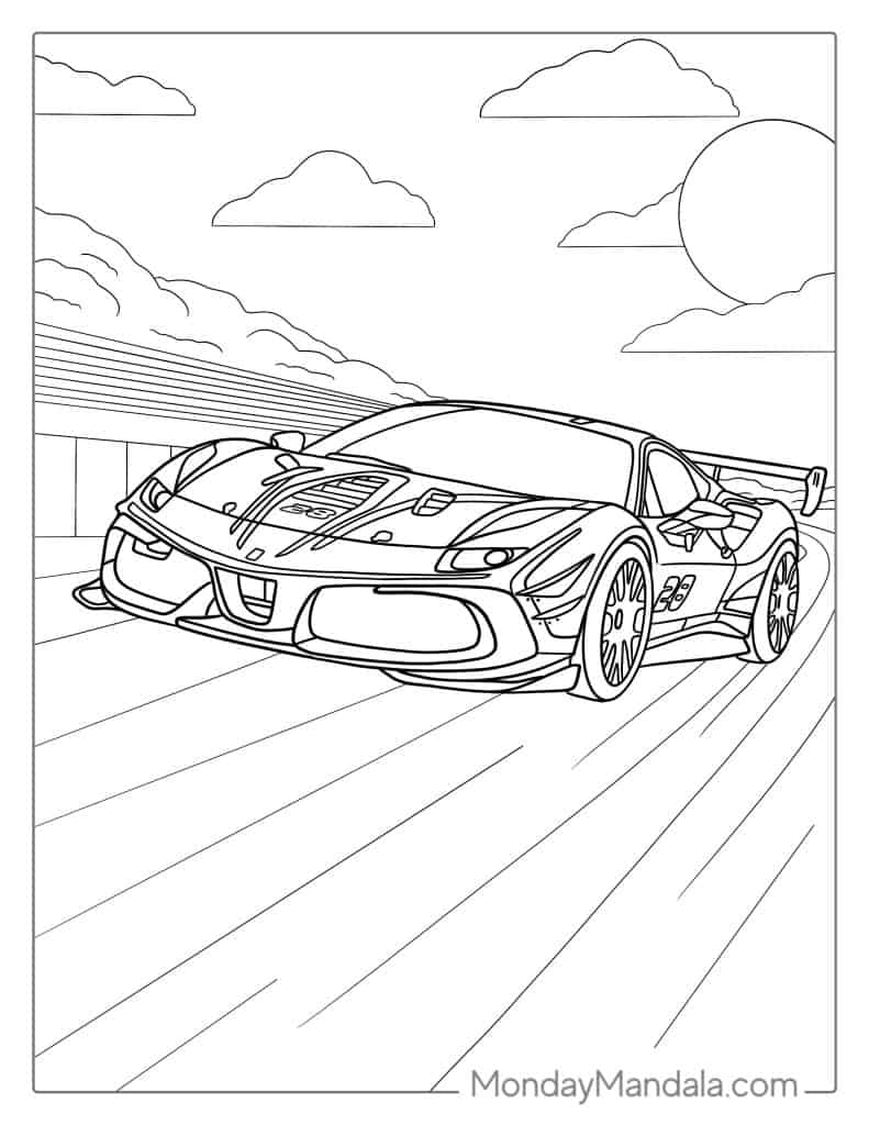 Race car coloring pages free pdf printables